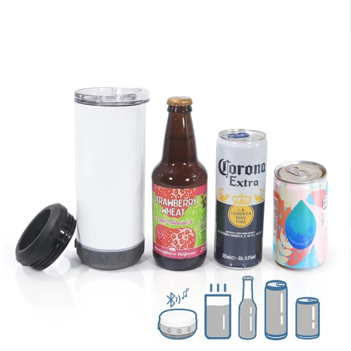 Sublimation Can Cooler with Speaker Tumbler 16oz 4 in 1  | Sublimation Tumbler