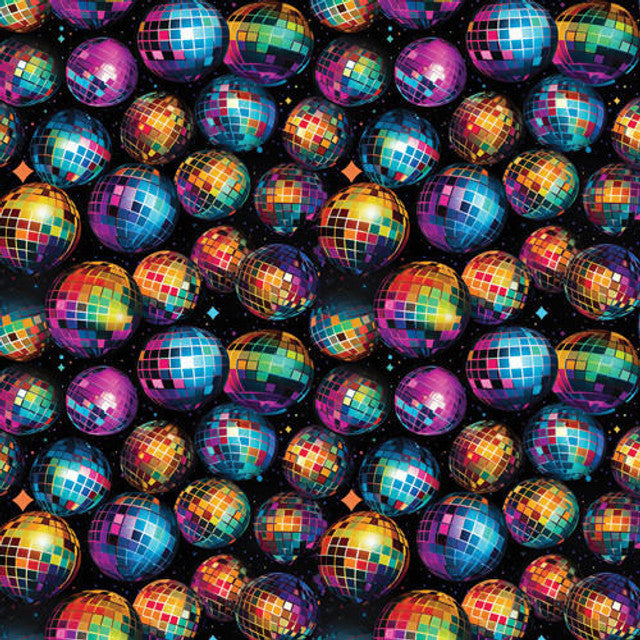 Printed Pattern Adhesive Vinyl | Colorful Disco Balls