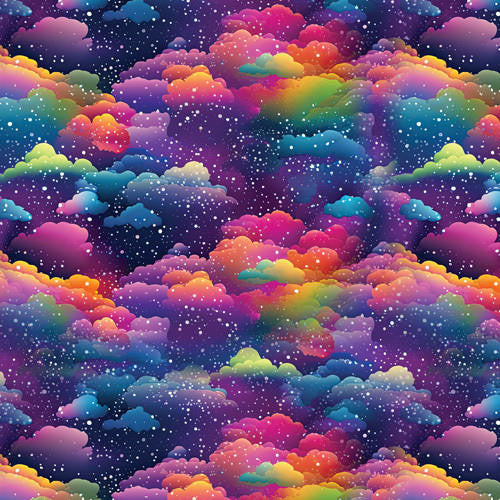 Printed Adhesive Vinyl | Pattern Permanent Vinyl - Rainbow Starry Clouds