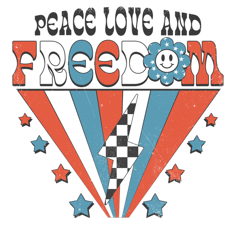 Direct to Film Transfer - Peace Love Freedom