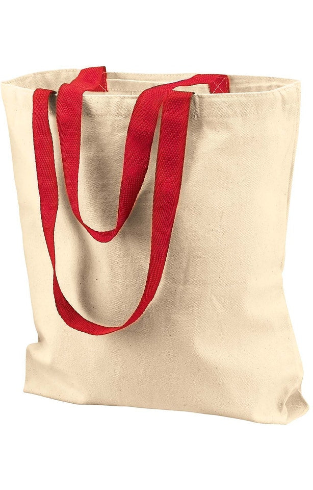 Red Unisex Canvas Tote With Colored Straps