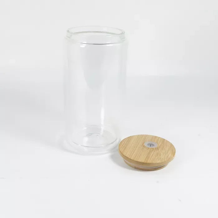 Snow Globe Sublimation Beer Can Glass with Bamboo lid – The Blank