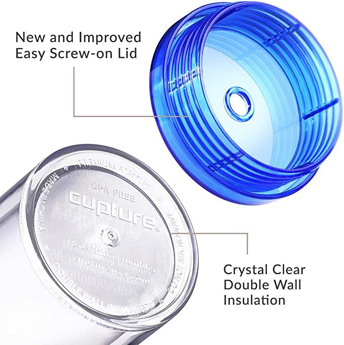Clear 18oz Skinny Double Wall Insulated Plastic Tumbler | Snow Globe Tumbler