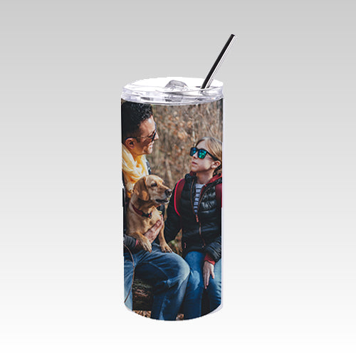 Stainless Steel Skinny Tumbler with Straw 16 oz