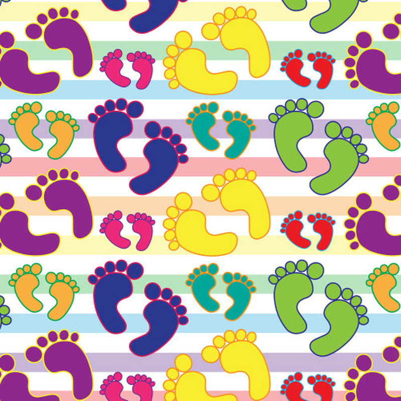 Printed Pattern Heat Transfer Vinyl - Rainbow Baby Feet