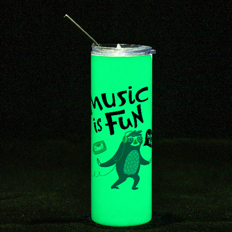 Sublimation Glow in the Dark Skinny Tumbler with Lid and Straw