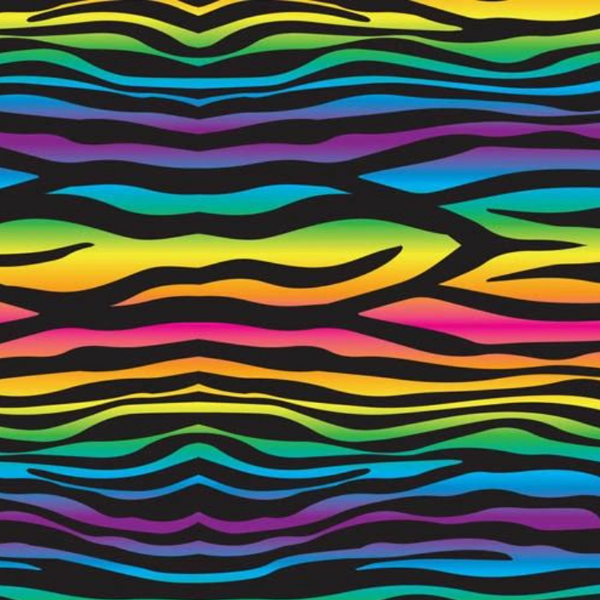 Printed Adhesive Vinyl  Pattern Permanent Vinyl - Rainbow Zebra Strip