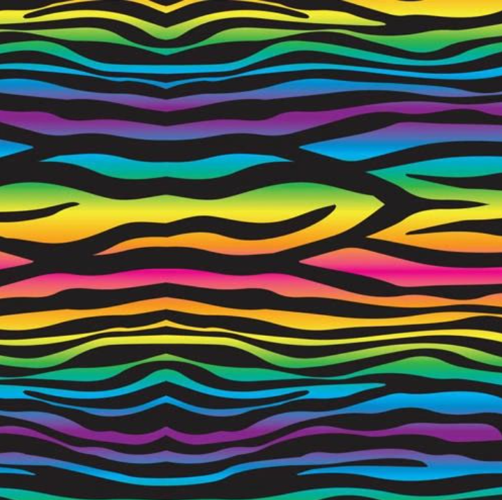 Printed Adhesive Vinyl | Pattern Permanent Vinyl - Rainbow Zebra Stripes