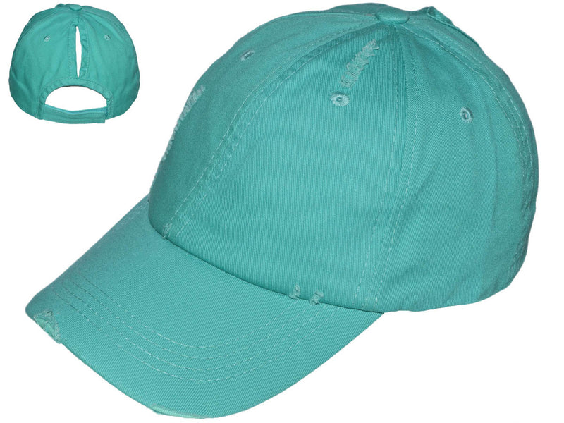 MINT - PONYTAIL VINTAGE DAD HATS - LADIES LOW PROFILE UNSTRUCTURED WASHED