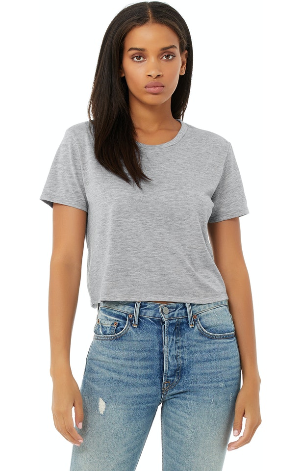 Heather Gray Bella Canvas + Ladies' Flowy Cropped T-Shirt