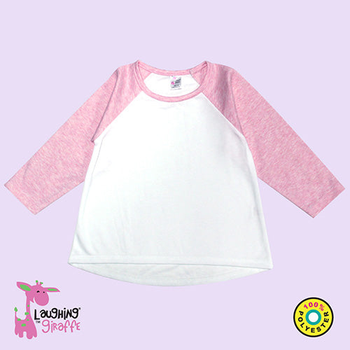 Sublimation Toddler Long Sleeve Raglan High-Low Top – White/Cotton Candy
