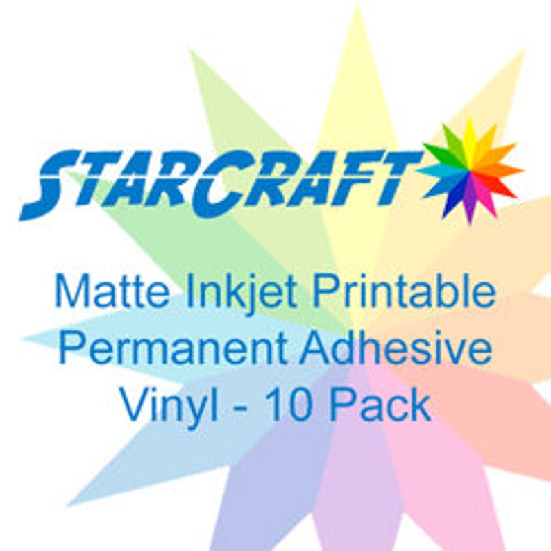 StarCraft Inkjet Printable Matte Permanent Adhesive Vinyl 10-Pack / Permanent Vinyl / Printable Inkjet vinyl