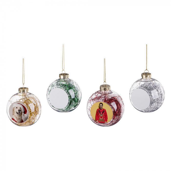 CLEAR 3" PLASTIC CHRISTMAS BALL ORNAMENT WITH STRING
