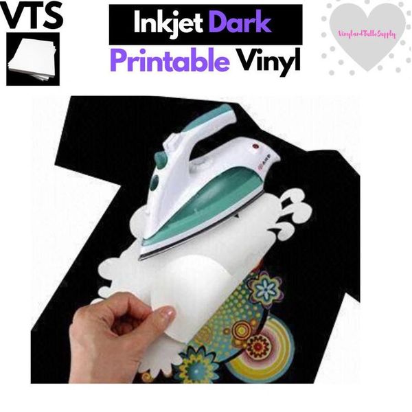 VTS Dark Fabric Inkjet Iron-On Printable Vinyl, 8.5 x 11" 100 pack, dark garment printable vinyl, inkjet transfer paper