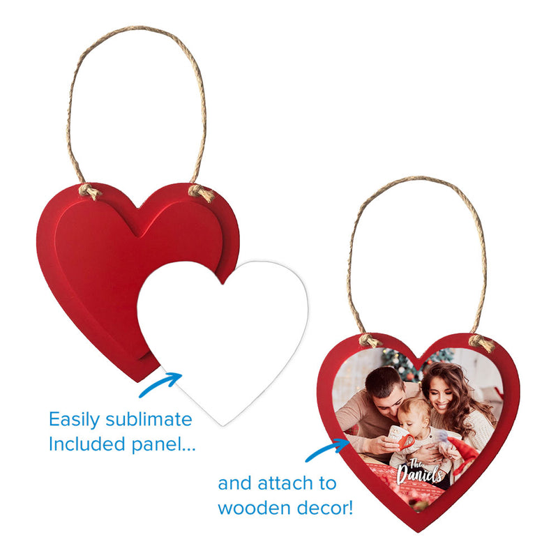 Sublimation wooden heart ornament  5.5" X 5.6"