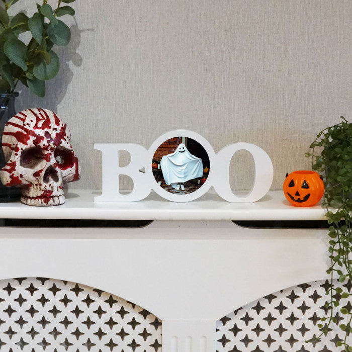 BOO HALLOWEEN WOOD PHOTO BLOCK WITH SUBLIMATABLE PLATE