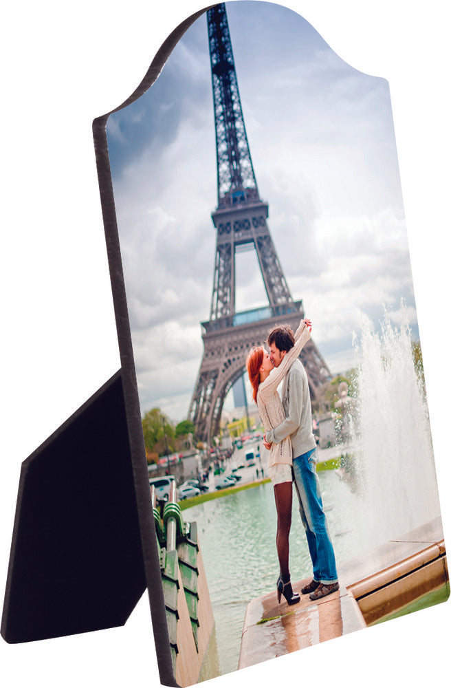 CHROMALUXE ARCH TOP HARDBOARD PHOTO PANEL WITH EASEL SUBLIMATION