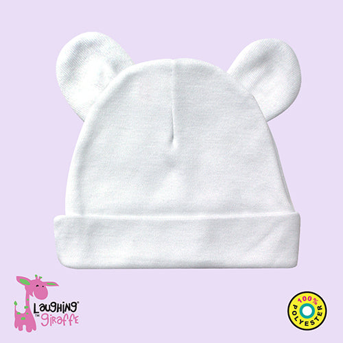 Sublimation Baby Bear Ears Beanie Polyester Hat – White