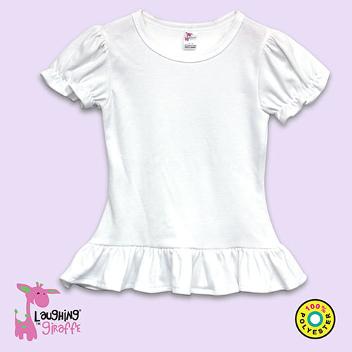 Sublimation Toddler Short Sleeve Ruffle T-Shirt – White